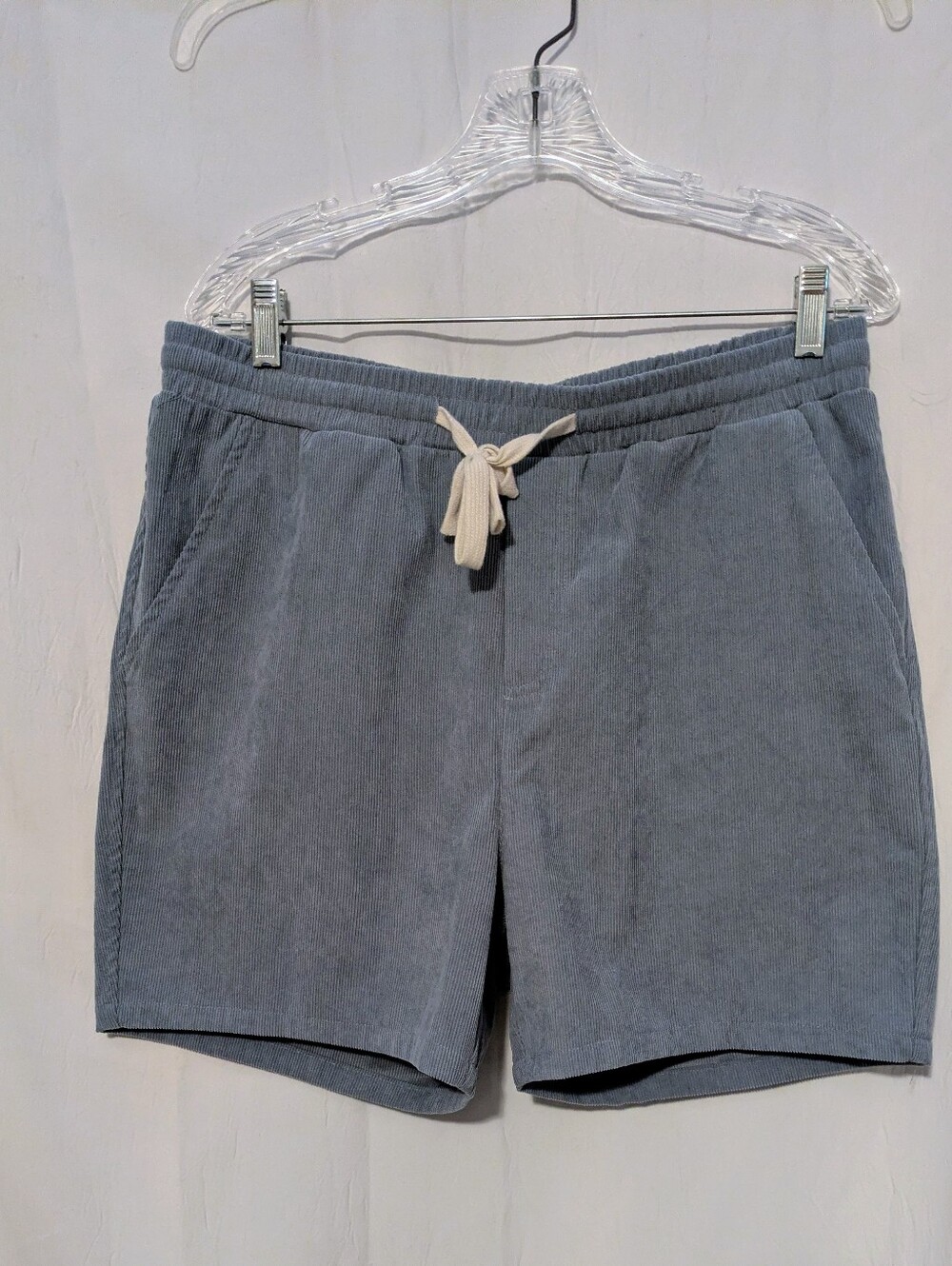 Men's Casual Corduroy Drawstring Shorts Gray Large
